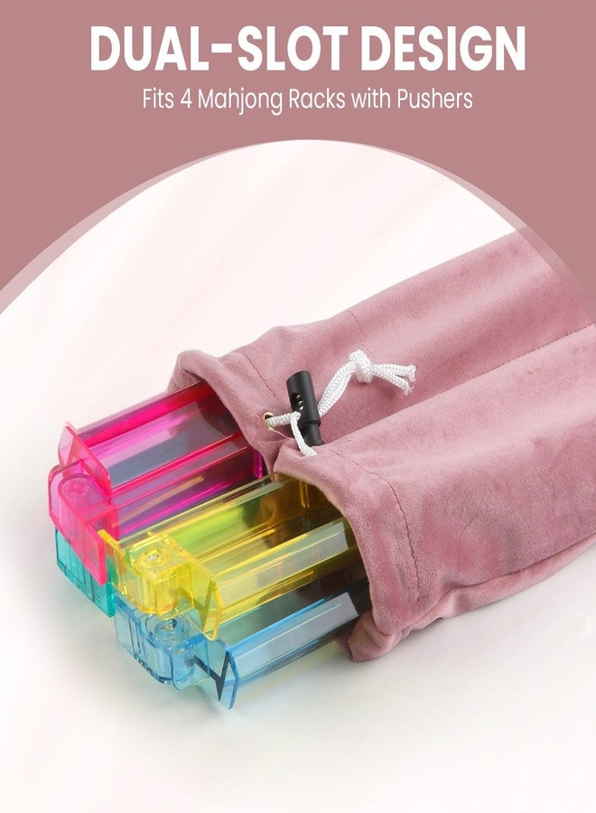 YCQDDA Mahjong Rack Bag, Soft Velvet Dual-Slot Storage Bag for 4 Mahjong Racks with Pushers, Drawstring Carrying Case, Giftable Mahjong Accessory for Women and Mahjong Lovers - Image 4