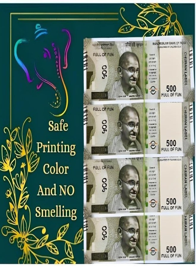 Munmoll Pack of 4 Bundle Dummy Notes Fun Playing 500 Rupeess Notes Pretend Play Fake Money for Kids Multycolor - Image 2