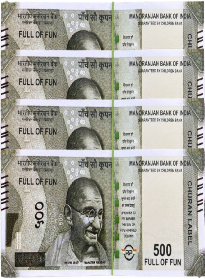 Munmoll Pack of 4 Bundle Dummy Notes Fun Playing 500 Rupeess Notes Pretend Play Fake Money for Kids Multycolor - Image 1