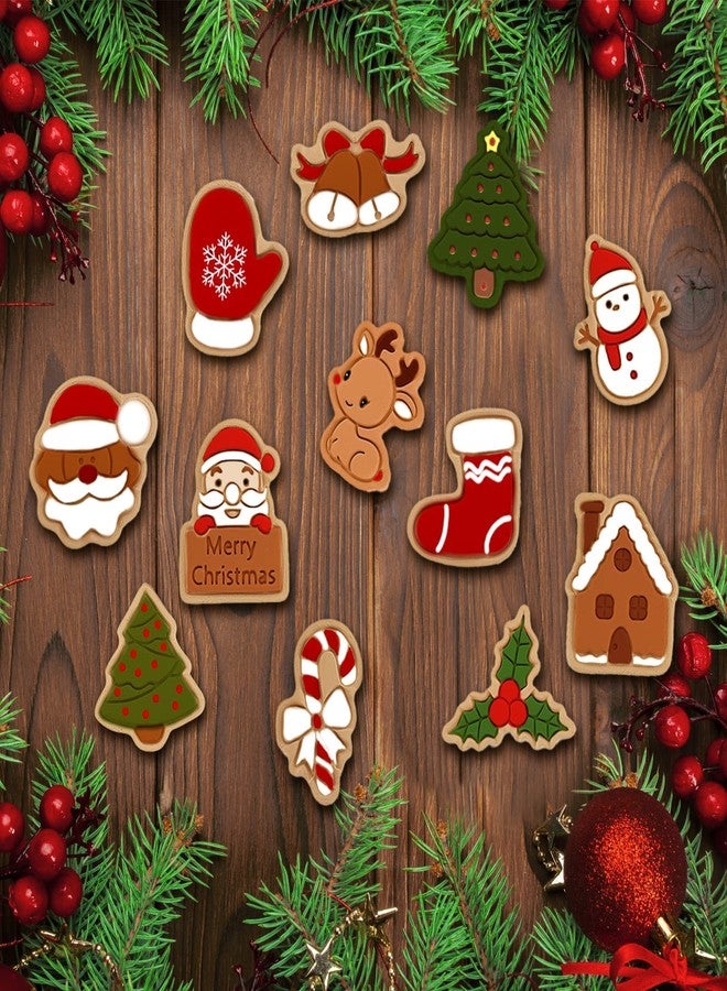 YLOLUL 24 Pieces Christmas Cookie Stamps Gingerbread Cookie Cutters Xmas Embossing Santa Claus Elk Snowman Shapes 3D Plastic Cookie Molds for Baking Holiday Party Supplies - Image 5
