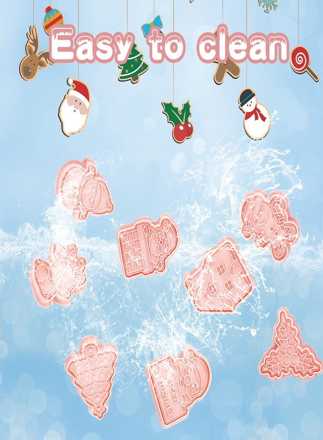 YLOLUL 24 Pieces Christmas Cookie Stamps Gingerbread Cookie Cutters Xmas Embossing Santa Claus Elk Snowman Shapes 3D Plastic Cookie Molds for Baking Holiday Party Supplies - Image 4