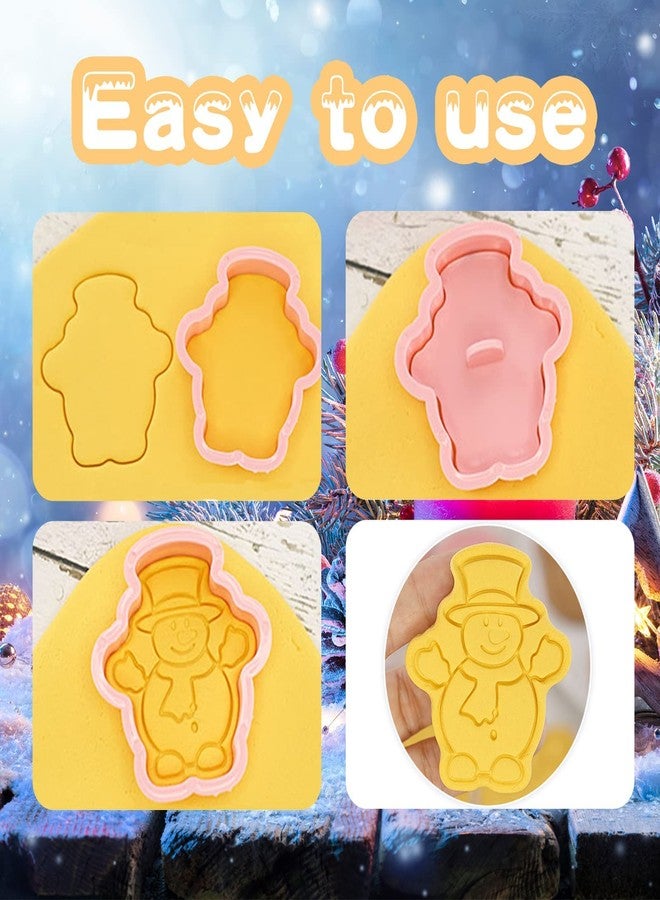 YLOLUL 24 Pieces Christmas Cookie Stamps Gingerbread Cookie Cutters Xmas Embossing Santa Claus Elk Snowman Shapes 3D Plastic Cookie Molds for Baking Holiday Party Supplies - Image 3