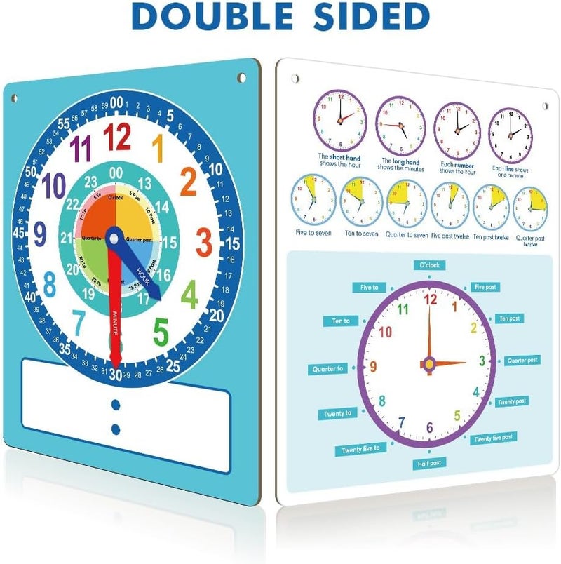 Writable Dry Erase Learning Clocks, Teaching Demonstration Tools for Telling Time, Ideal for Kids' Time Practice in Home, School & Classroom Supplies - Image 3