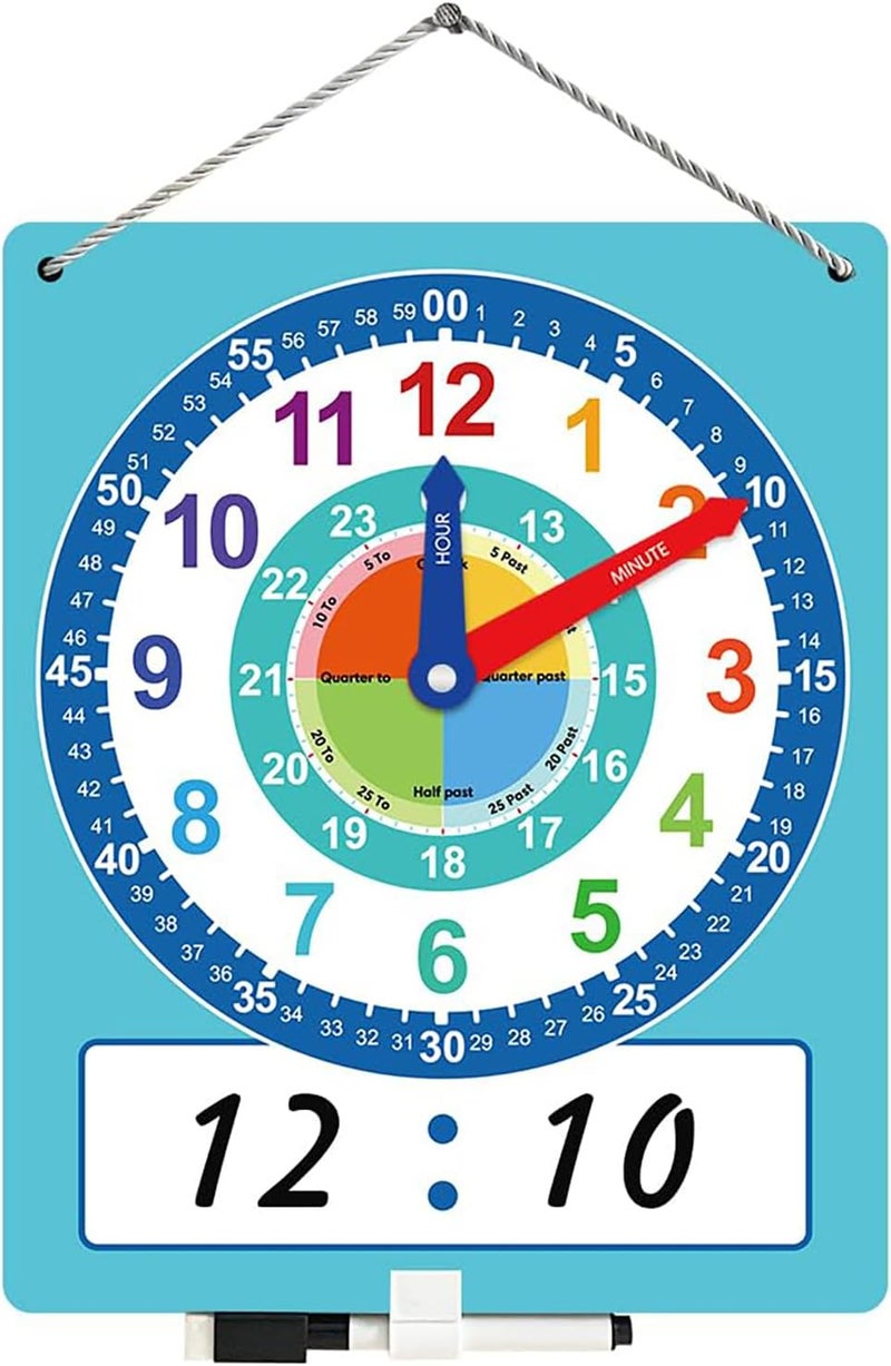 Writable Dry Erase Learning Clocks, Teaching Demonstration Tools for Telling Time, Ideal for Kids' Time Practice in Home, School & Classroom Supplies - Image 1