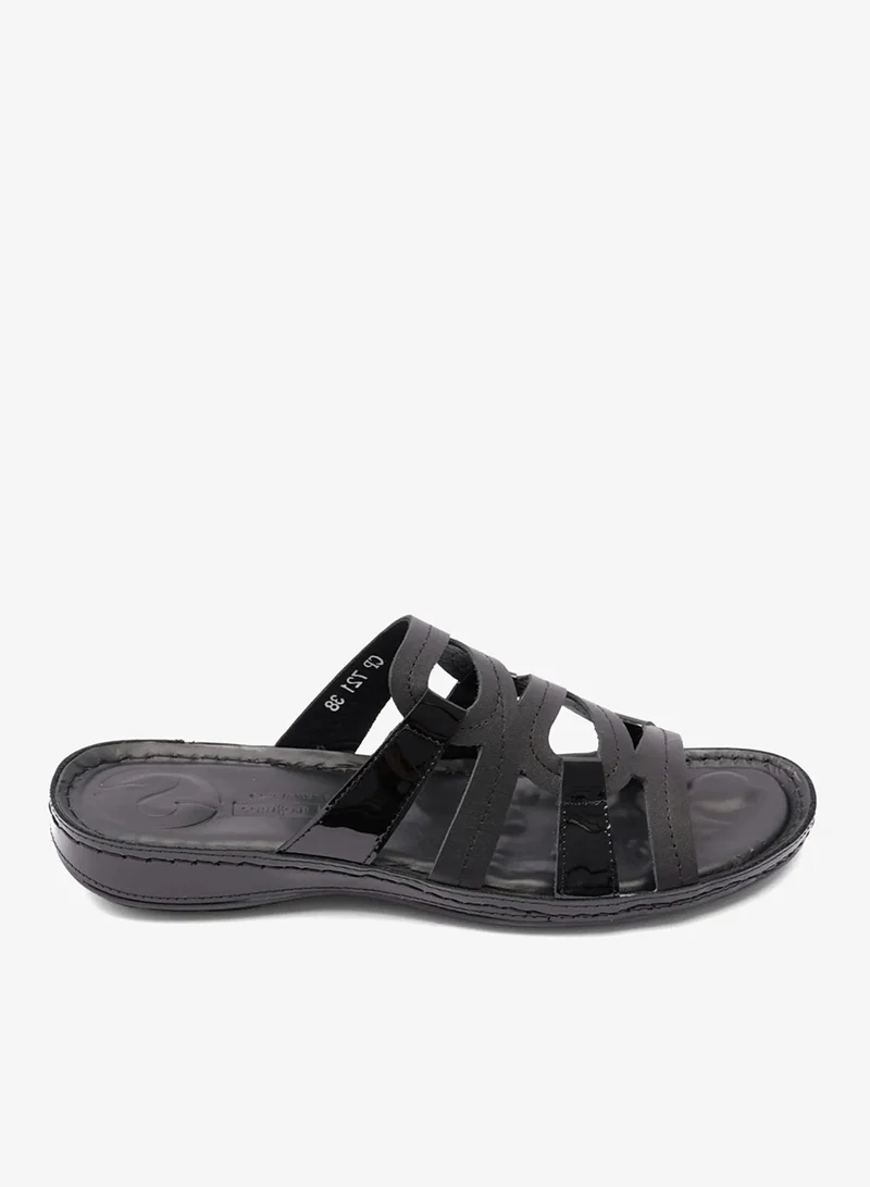 كومفورت بلس صندل نسائي مريح بنعل مسطح - أسود