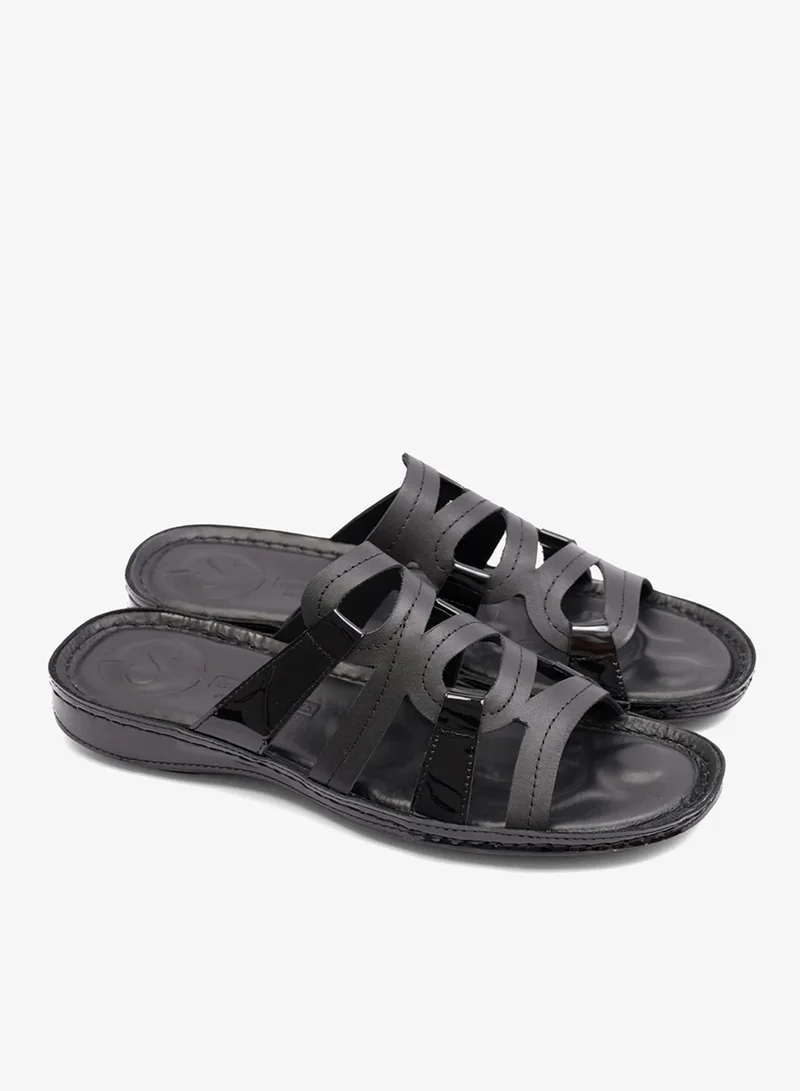 كومفورت بلس صندل نسائي مريح بنعل مسطح - أسود