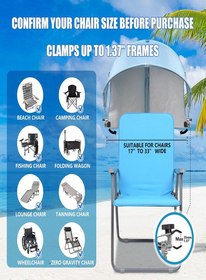 Reyzaa XL Universal Chair Canopy Umbrella, UPF 50+ Foldable Sun Shade Attachment with Adjustable Clamp, Fits Most Brands’ Beach, Camping, Lawn, Tanning, Zero Gravity, Lounge & Fishing Chairs - Image 3