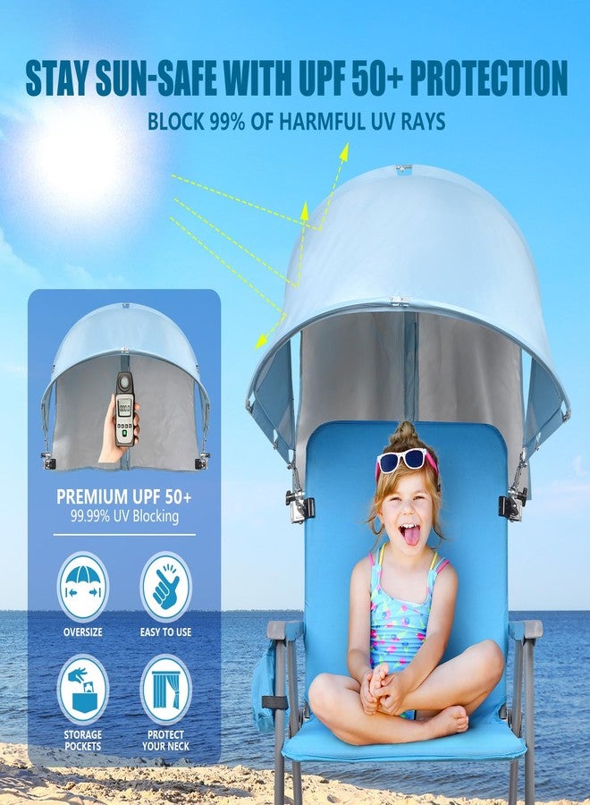 Reyzaa XL Universal Chair Canopy Umbrella, UPF 50+ Foldable Sun Shade Attachment with Adjustable Clamp, Fits Most Brands’ Beach, Camping, Lawn, Tanning, Zero Gravity, Lounge & Fishing Chairs - Image 5