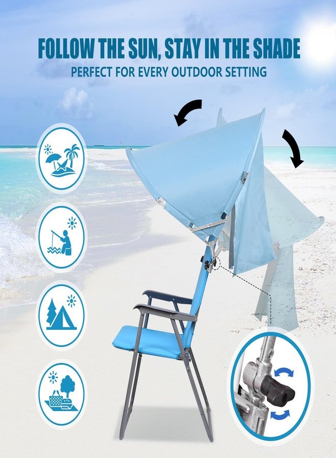 Reyzaa XL Universal Chair Canopy Umbrella, UPF 50+ Foldable Sun Shade Attachment with Adjustable Clamp, Fits Most Brands’ Beach, Camping, Lawn, Tanning, Zero Gravity, Lounge & Fishing Chairs - Image 4