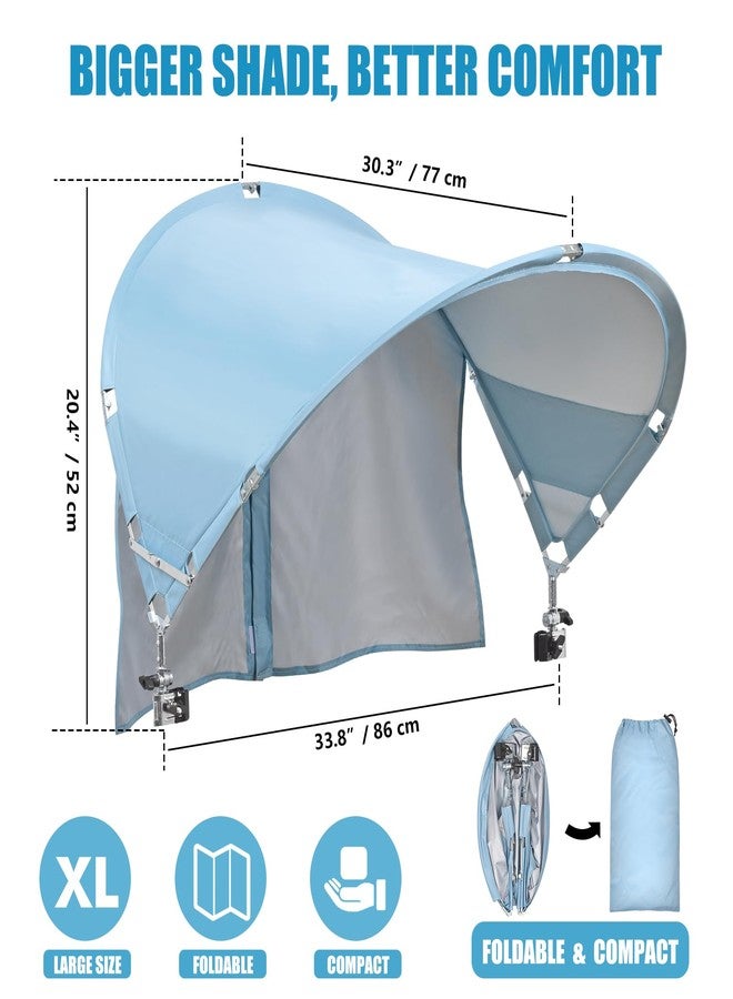 Reyzaa XL Universal Chair Canopy Umbrella, UPF 50+ Foldable Sun Shade Attachment with Adjustable Clamp, Fits Most Brands’ Beach, Camping, Lawn, Tanning, Zero Gravity, Lounge & Fishing Chairs - Image 2
