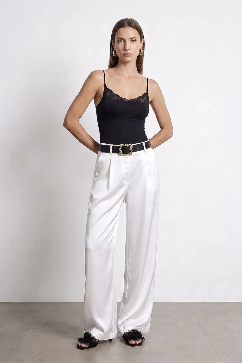 DILVIN High-Waist Pleated Wide-Leg Trousers