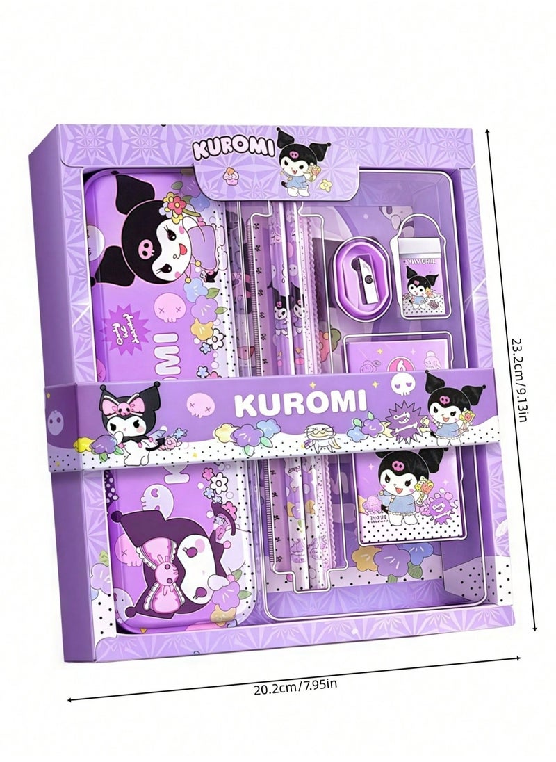 Generic - Kuromi student stationery set, school supplies gift box set, suitable for primary school students, including pencils, erasers, pencil sharpeners, etc., back to school season birthday gifts - Image 1