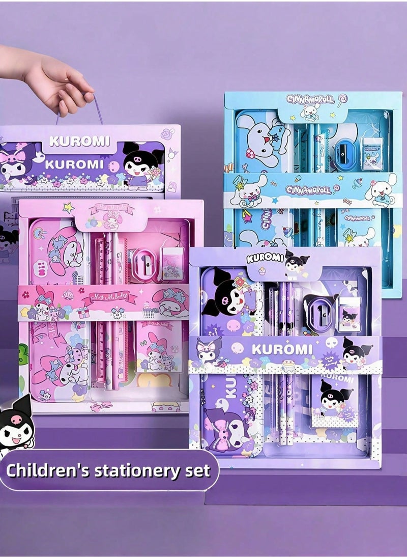 Generic - Kuromi student stationery set, school supplies gift box set, suitable for primary school students, including pencils, erasers, pencil sharpeners, etc., back to school season birthday gifts - Image 1