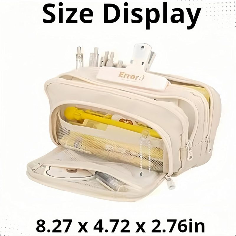 Multifunctional Organizer 210 X 120 X 70 Mm 3 Compartments - Large Capacity Pen Case for Office Supplies, Travel, Makeup Storage & Art Tools - Image 4