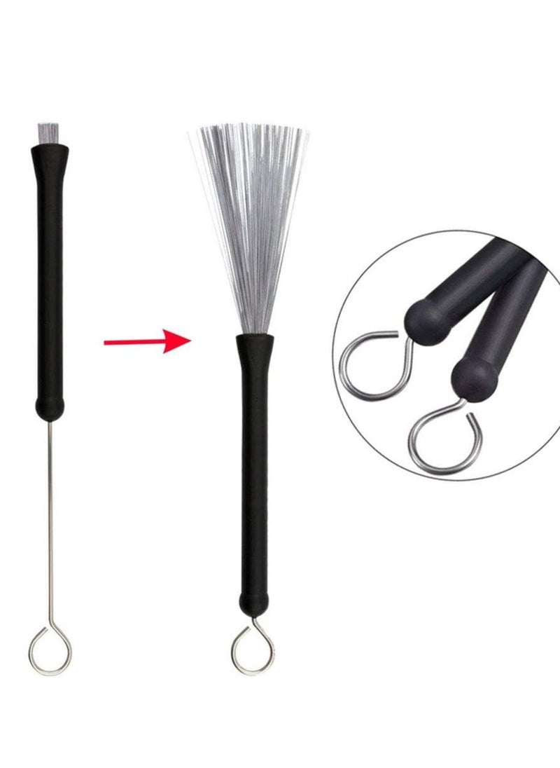 SYOSI Drum Sticks Set, Included 1 Pair 5A Maple Wood, 1 Drum Wire Brushes Retractable Stick Brush, 1 Rods and 2 Pack Keys for Jazz, Folk  - Image 5