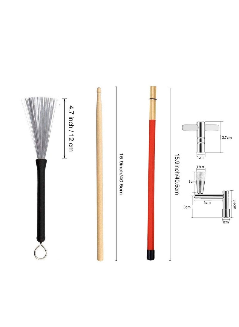 SYOSI Drum Sticks Set, Included 1 Pair 5A Maple Wood, 1 Drum Wire Brushes Retractable Stick Brush, 1 Rods and 2 Pack Keys for Jazz, Folk  - Image 4