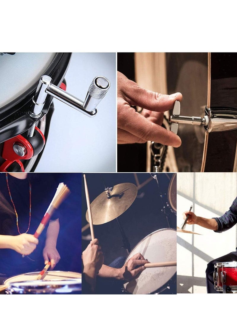 SYOSI Drum Sticks Set, Included 1 Pair 5A Maple Wood, 1 Drum Wire Brushes Retractable Stick Brush, 1 Rods and 2 Pack Keys for Jazz, Folk  - Image 2
