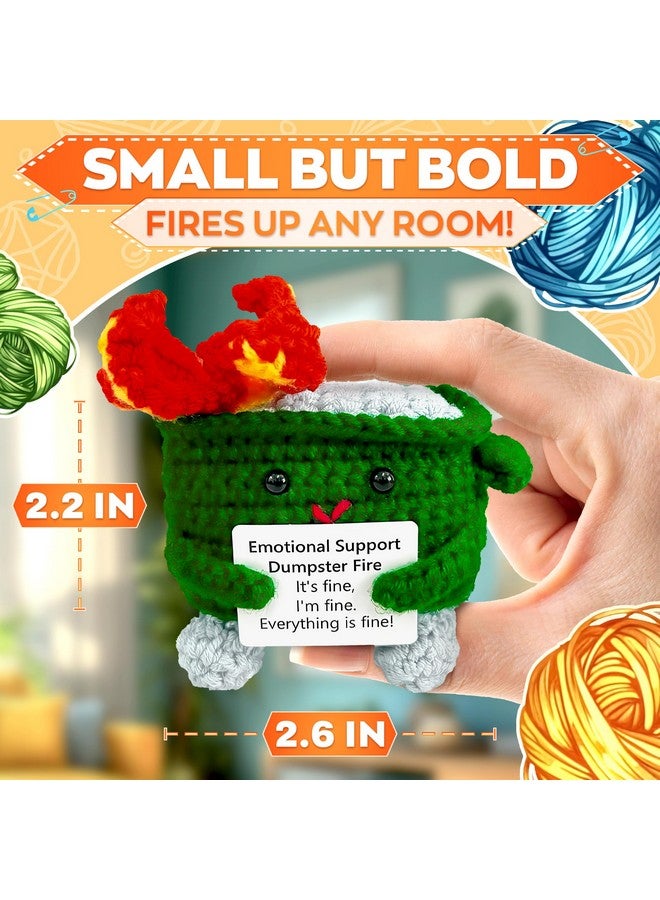 Reluen Emotional Support Crochet Dumpster Fire - Cute Emotional Support Plush for Desk Decor, Great Teacher Appreciation Gifts, Admin Professionals, Coworkers & Friends, Fun & Uplifting Gift for Any Occasion - Image 2