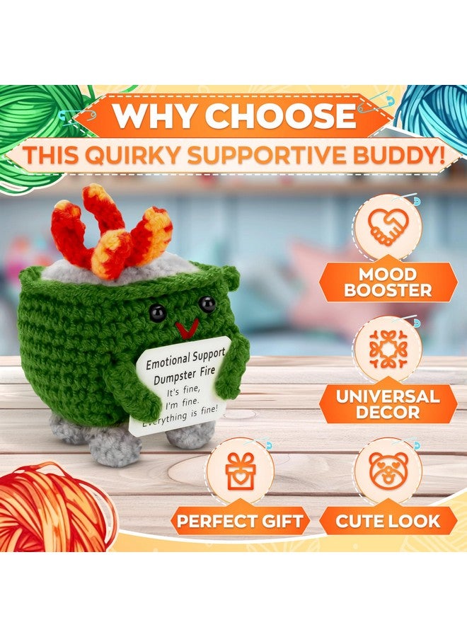 Reluen Emotional Support Crochet Dumpster Fire - Cute Emotional Support Plush for Desk Decor, Great Teacher Appreciation Gifts, Admin Professionals, Coworkers & Friends, Fun & Uplifting Gift for Any Occasion - Image 4
