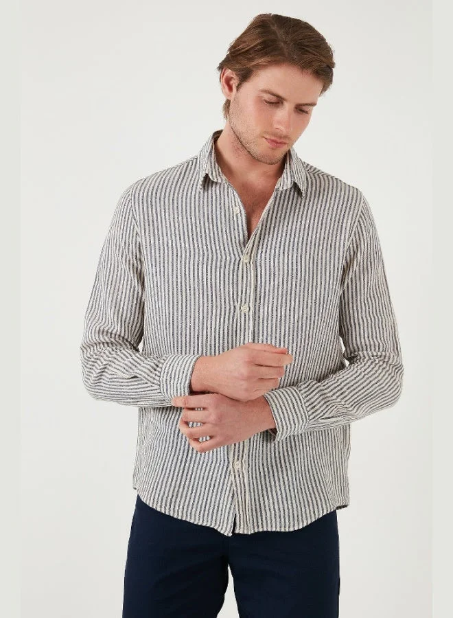 Buratti  Buratti Striped Regular Fit Cotton Long Sleeve Shirt Men's SHIRT CF25S129721 for Men | Best Price UAE