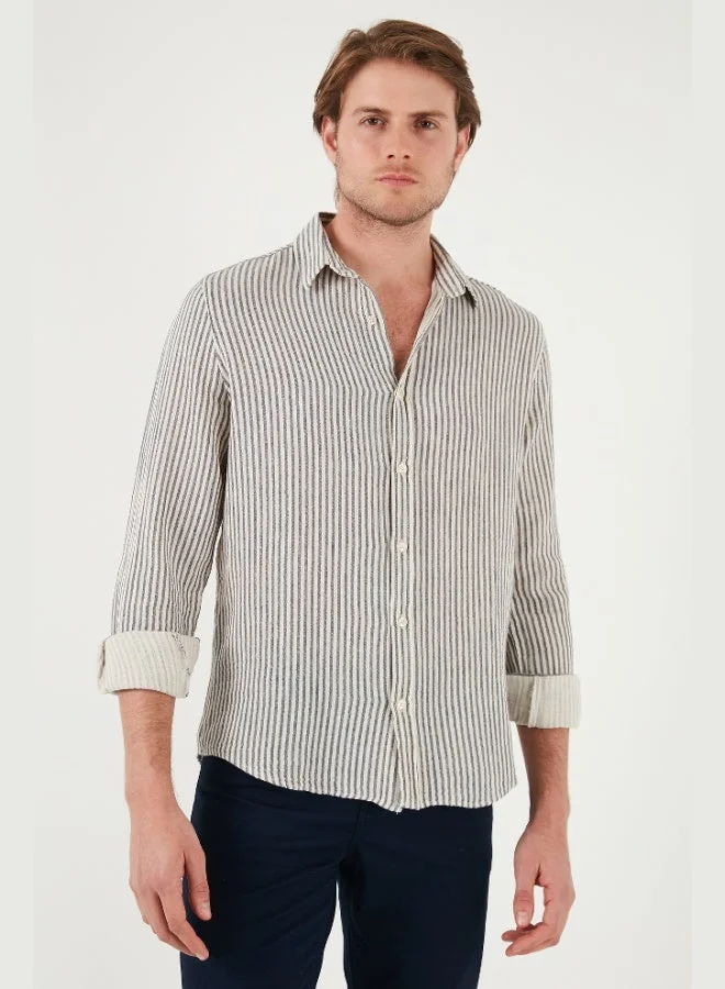 Buratti  Buratti Striped Regular Fit Cotton Long Sleeve Shirt Men's SHIRT CF25S129721 for Men | Best Price UAE