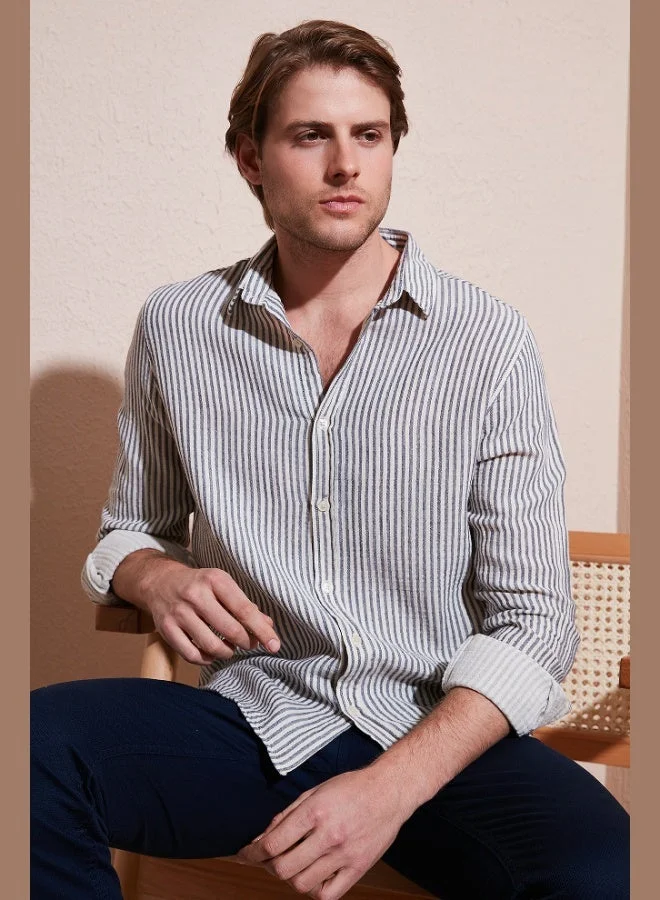 Buratti  Buratti Striped Regular Fit Cotton Long Sleeve Shirt Men's SHIRT CF25S129721 for Men | Best Price UAE