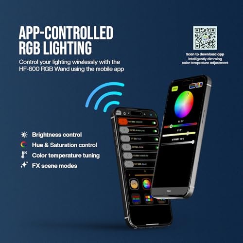 HIFFIN HF-600 RGB LED Light Stick for Photography, Photography Light with RGB CCT HSI Mode, 2500K-9900K Adjustable, 25 Fx Light Effect, Power 25W, Barndoor, 5200mah Battery for YouTube, Photoshoot - Image 4