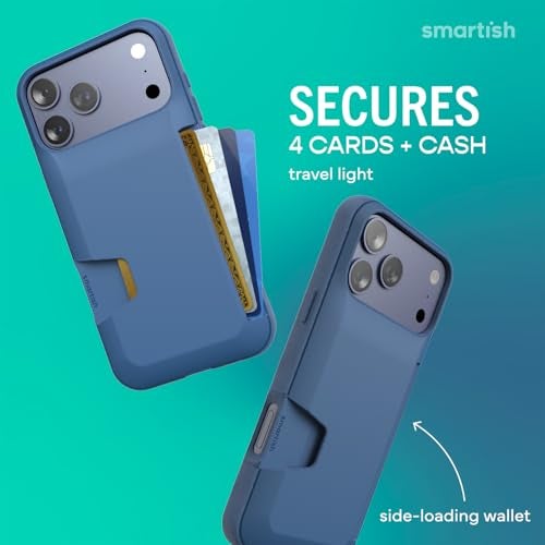 Smartish iPhone 17 Pro Max Wallet Case Wallet Slayer Vol 1 Slim Protective Credit Card Holder Drop Tested Hidden Credit Card Slot Cover for Apple iPhone 17 Pro Max Blues on The Green - Image 3