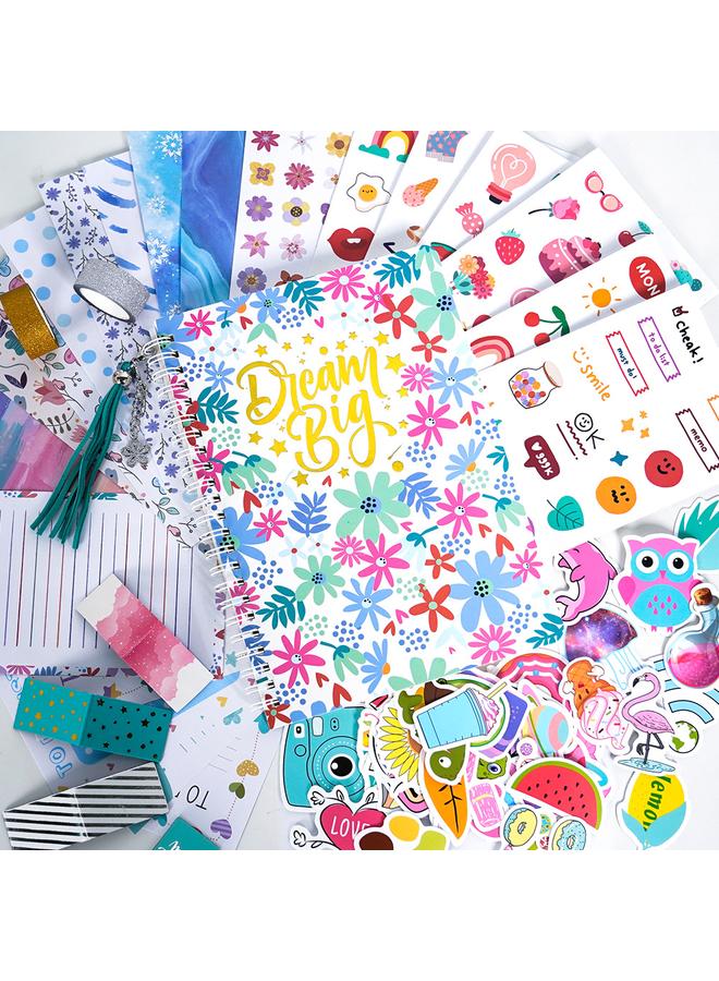 Bluejw Cross-border DIY JOUNARY SET Children Blue Hand Account Sticker Stationery Gift Box Scrapbook Diaries Suit - Image 3