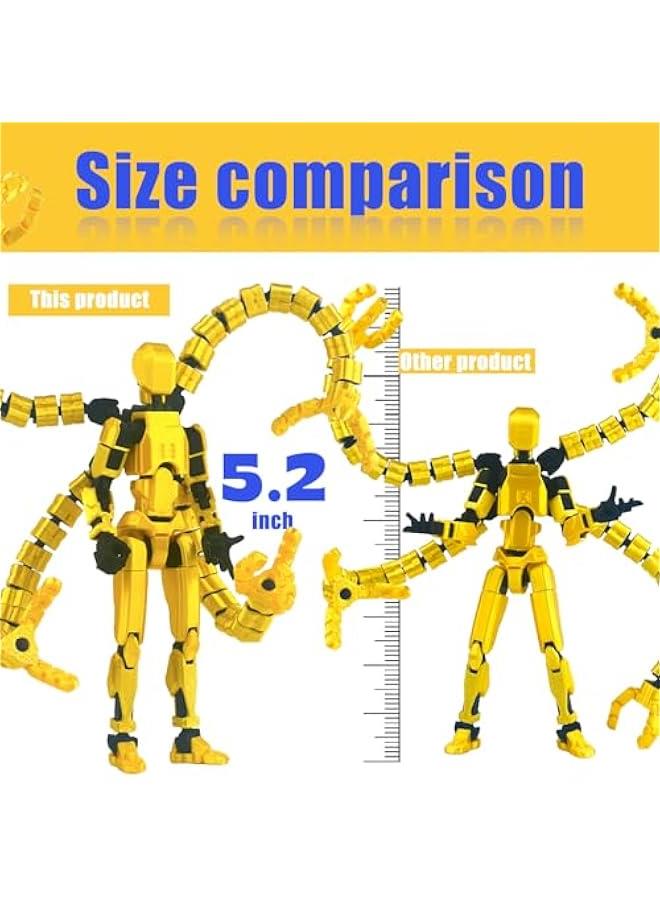Assembly Completed T13 Action Figure 3D Printed Multi-Jointed Movable T 13 Lucky 13 Dummy 13 Nova 13 Robot 13 Action Figure Desktop Decorations for Game Lovers (Yellow, 5.5 Inch) - Image 2