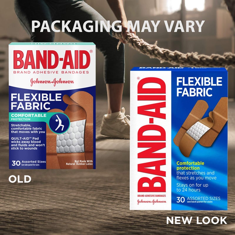 Band-Aid Brand Flexible Fabric Adhesive Bandages, Comfortable Sterile Protection & Wound Care for Minor Cuts & Burns, Quilt-Aid Technology to Cushion Painful Wounds, Assorted Sizes, 30 ct - Image 5