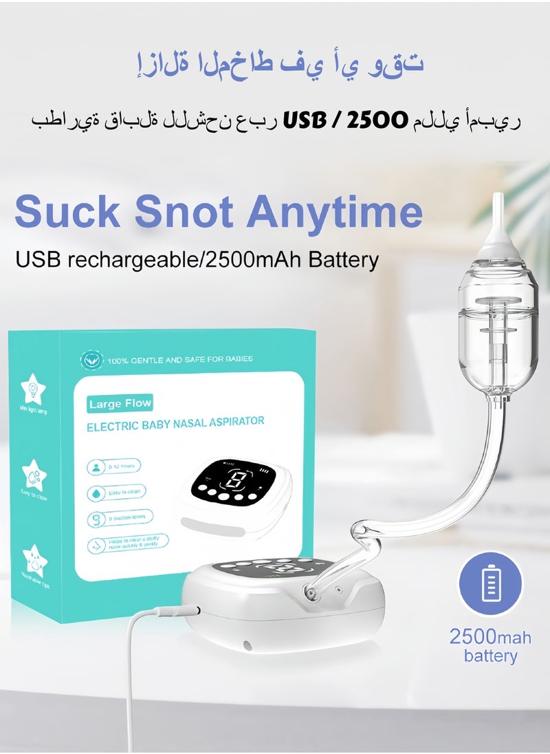 LAYRA Baby Nasal Aspirator with 9-Level Suction Hospital Grade Electric Rechargeable BPA Free Food-Grade Silicone Tips Night Light and Nursery Rhyme  - Image 5