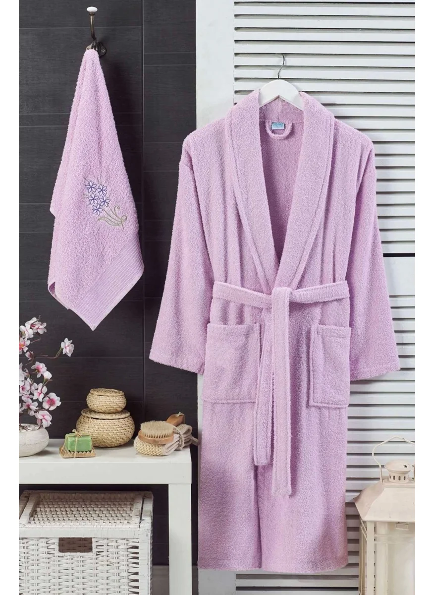 Mira Home Women's Towel Bathrobe Set 100% Cotton Lilac