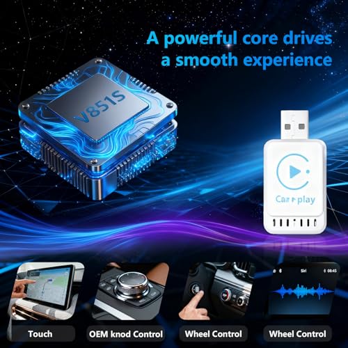 YFDUNV 2025 Newly Upgraded Wireless CarPlay Adapter: Slim, Lightweight and Portable, Plug-and-Play. Easy to Operate with Stable Connection and no lag, Compatible with iPhone and Android Devices. - Image 4