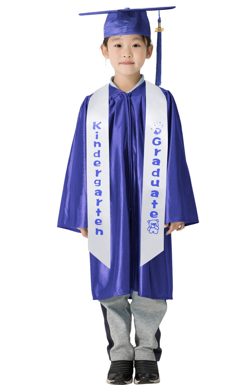 GraduationMall White Satin Kindergarten Graduation Sash with Printed Bear for Kids in Royal Fonts - Image 2