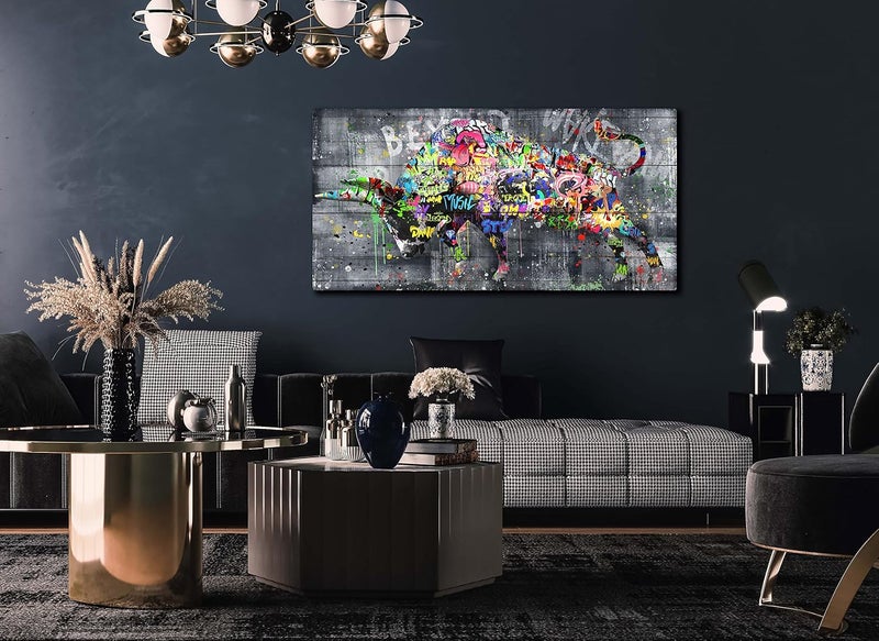 SIXTTART Graffiti Cow Wall Art - Colorful Canvas Decor - Image 4