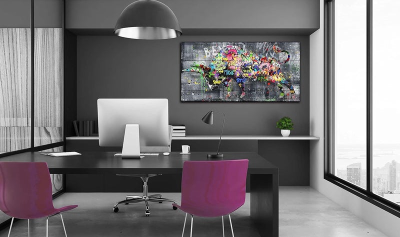 SIXTTART Graffiti Cow Wall Art - Colorful Canvas Decor - Image 5