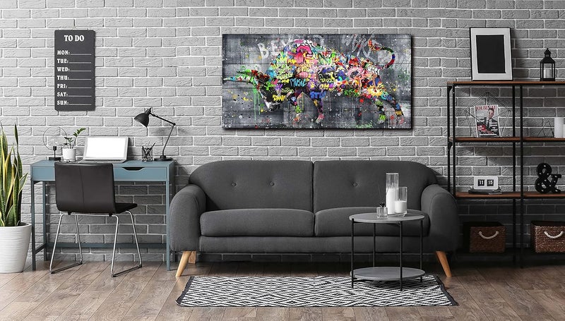 SIXTTART Graffiti Cow Wall Art - Colorful Canvas Decor - Image 2