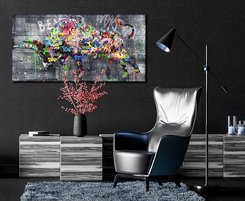 SIXTTART Graffiti Cow Wall Art - Colorful Canvas Decor - Image 3