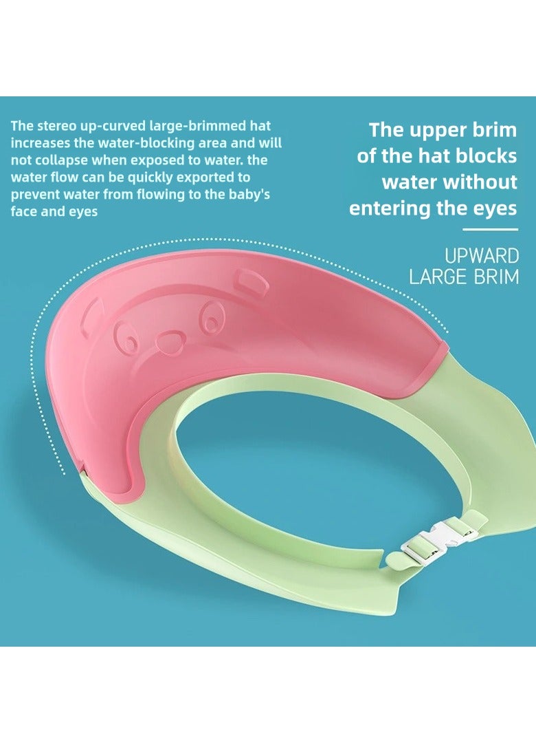 Adjustable baby and child shower cap waterproof shower face mask with elastic band, safe for bathing for more than 6 months, eye and ear protection - Image 2