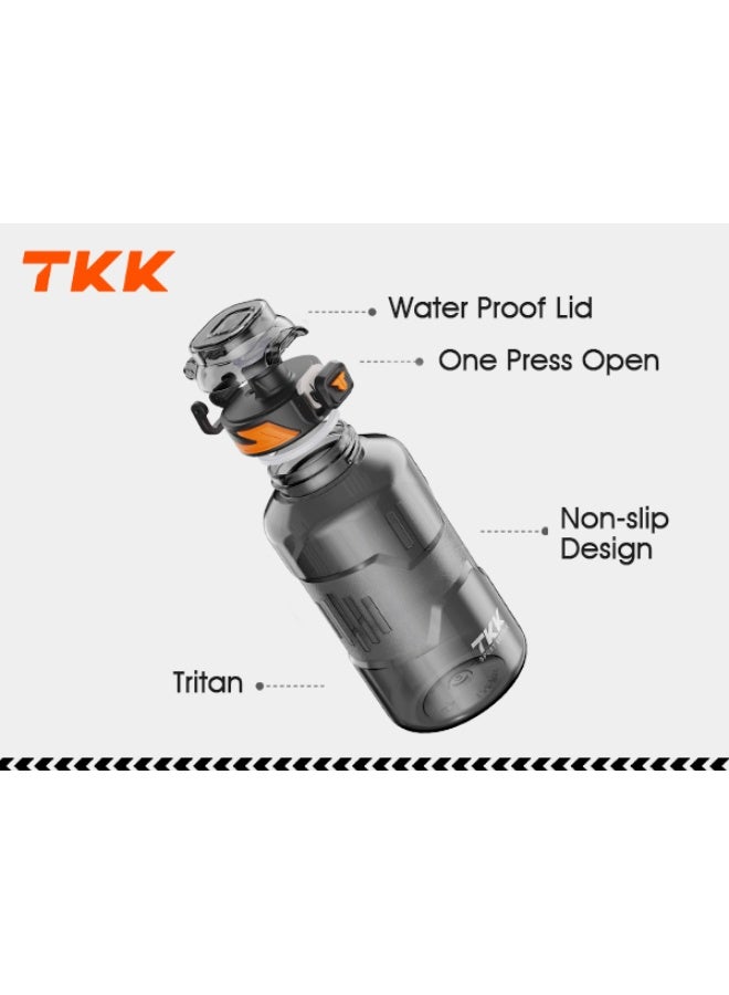 TKK 1500ml Tritan Plastic Water Bottle for sports and gym with rope handle BPA Free with Straw | Black - Image 3