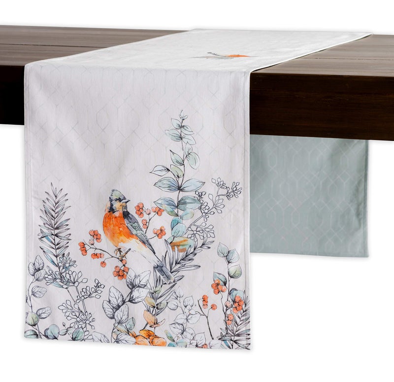 Maison d' Hermine Table Runners 100% Cotton 14.50Inch x 108Inch Tablerunner  Decorative Table Runner  Dining  Whitish Shabby Chique (Double Layer) - Thanksgiving/Christmas - Image 1