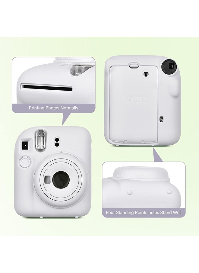 O Ozone - Silicone Case for Fujifilm Instax Mini 12 Instant Camera Case |Soft Protective Camera Cover with Adjustable Shoulder Strap - Clay White - Image 1