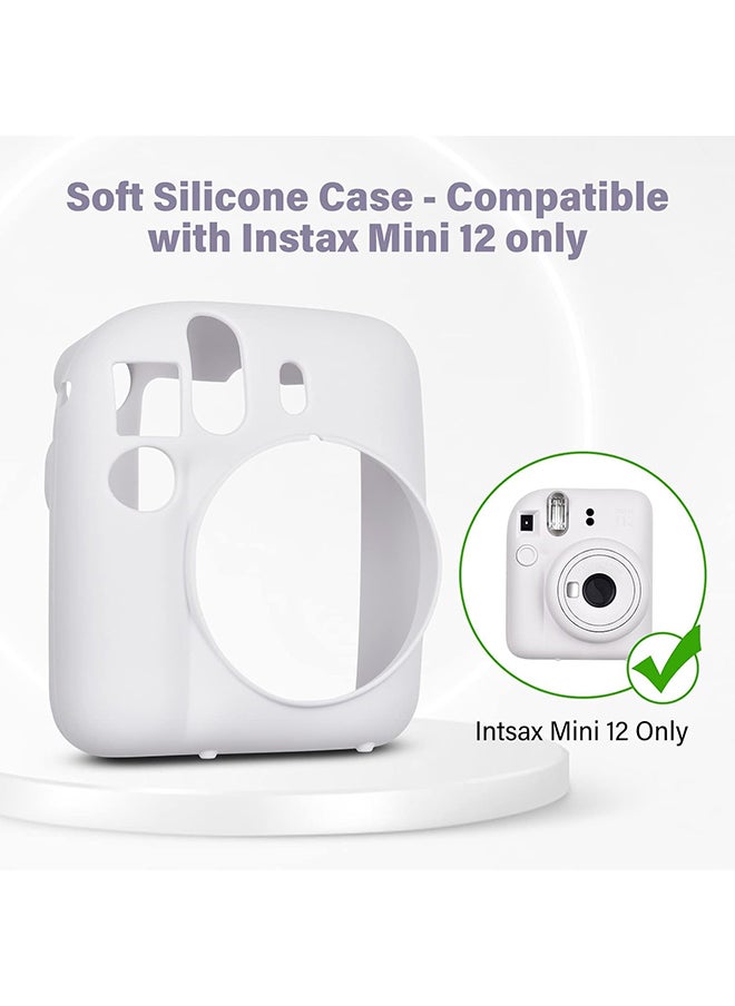 O Ozone - Silicone Case for Fujifilm Instax Mini 12 Instant Camera Case |Soft Protective Camera Cover with Adjustable Shoulder Strap - Clay White - Image 1