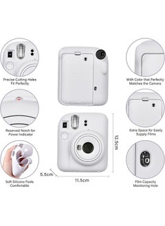 O Ozone Silicone Case for Fujifilm Instax Mini 12 Instant Camera Case |Soft Protective Camera Cover with Adjustable Shoulder Strap - Clay White  - Image 3