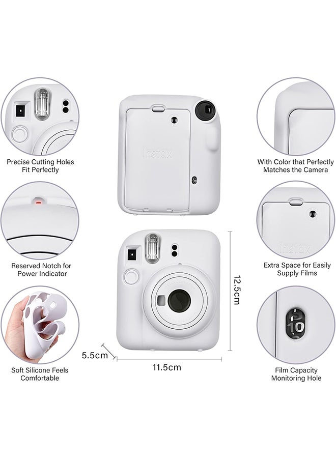O Ozone - Silicone Case for Fujifilm Instax Mini 12 Instant Camera Case |Soft Protective Camera Cover with Adjustable Shoulder Strap - Clay White - Image 1
