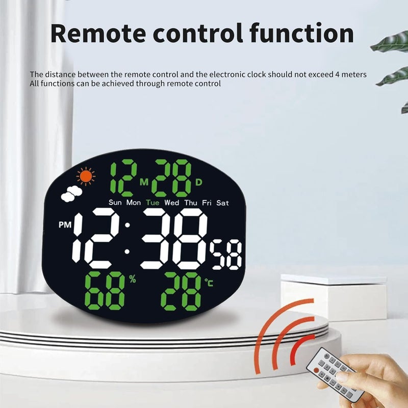Astrometric Digital Alarm Clock with Large LED Display, Day & Date Feature, Adjustable Dimmer, 7-Day Alarm, Desk or Wall Mountable – Ideal for Home, Office, Classroom (Hexagonal Green) - Image 4