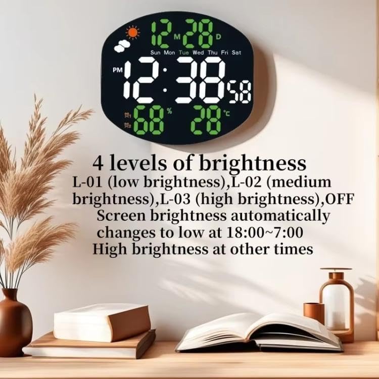 Astrometric Digital Alarm Clock with Large LED Display, Day & Date Feature, Adjustable Dimmer, 7-Day Alarm, Desk or Wall Mountable – Ideal for Home, Office, Classroom (Hexagonal Green) - Image 5