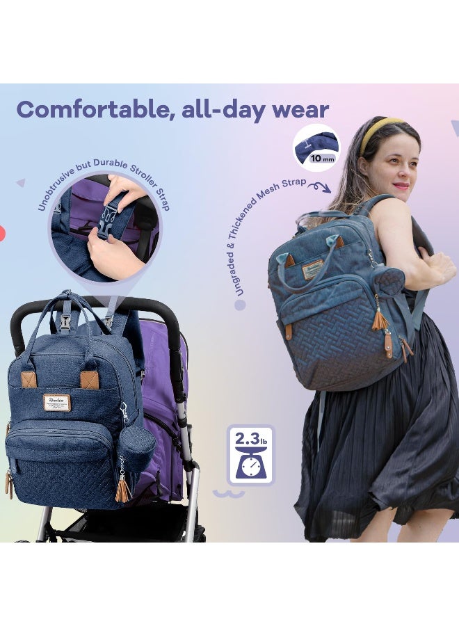 RUVALINO Diaper Bag Backpack, Multifunction Travel Pack Maternity Baby Changing Bags, Large Capacity, Waterproof, Navy Blue - Image 5