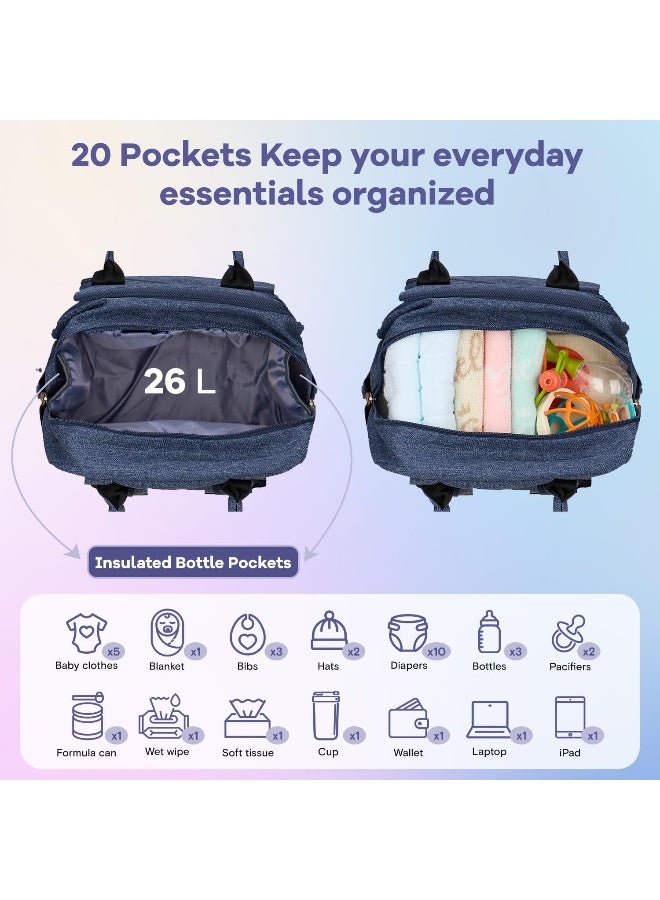 RUVALINO Diaper Bag Backpack, Multifunction Travel Pack Maternity Baby Changing Bags, Large Capacity, Waterproof, Navy Blue - Image 4